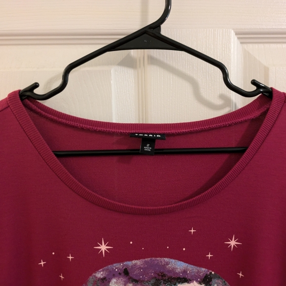 Torrid, pink,  light weight, French terry, short sleeve top, size 2X - Picture 3 of 13